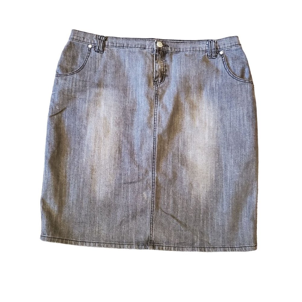 Style J 40‎ Faded Black Jean Denim Skirt Midi Grunge Urban Hipster Edgy Y2K